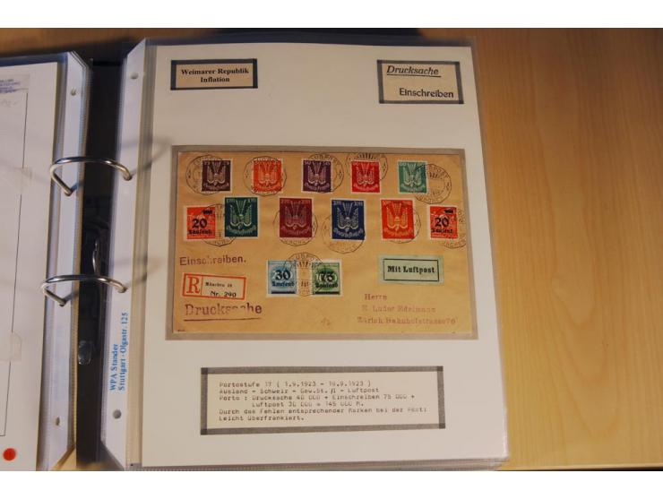 1885/1993, 9-bändige Sammlung "Eingeschriebene Drucksachen" mit insgesamt 370 Briefen, Karten und Streifbändern; vertreten is