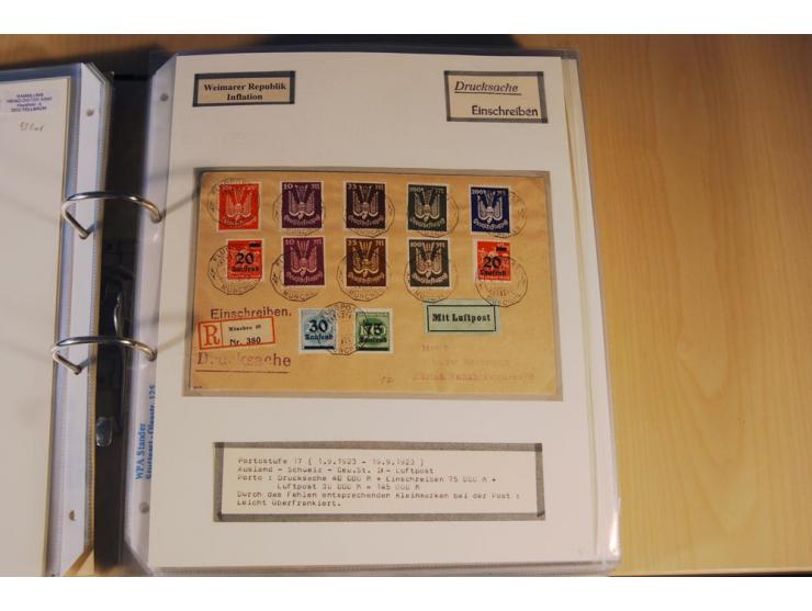 1885/1993, 9-bändige Sammlung "Eingeschriebene Drucksachen" mit insgesamt 370 Briefen, Karten und Streifbändern; vertreten is