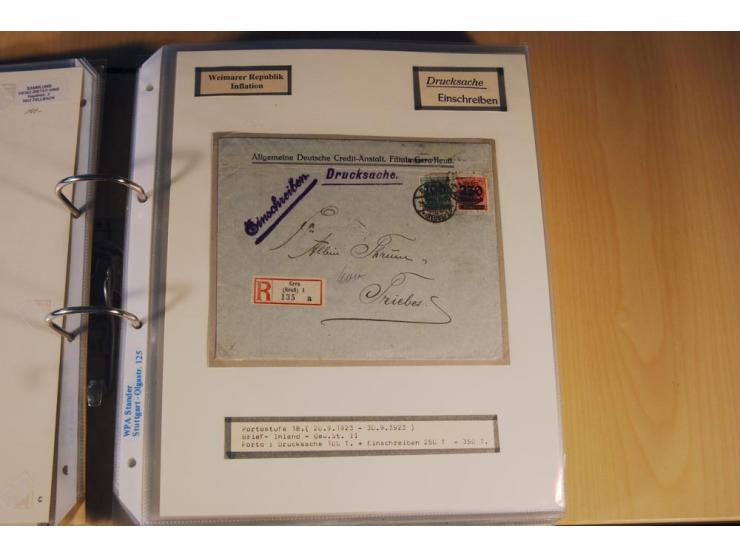 1885/1993, 9-bändige Sammlung "Eingeschriebene Drucksachen" mit insgesamt 370 Briefen, Karten und Streifbändern; vertreten is