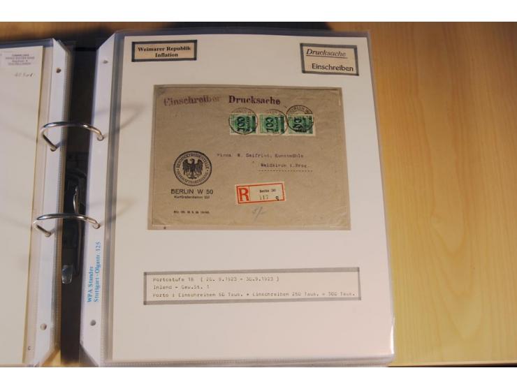 1885/1993, 9-bändige Sammlung "Eingeschriebene Drucksachen" mit insgesamt 370 Briefen, Karten und Streifbändern; vertreten is