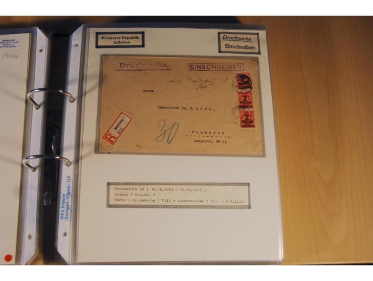 1885/1993, 9-bändige Sammlung "Eingeschriebene Drucksachen" mit insgesamt 370 Briefen, Karten und Streifbändern; vertreten is