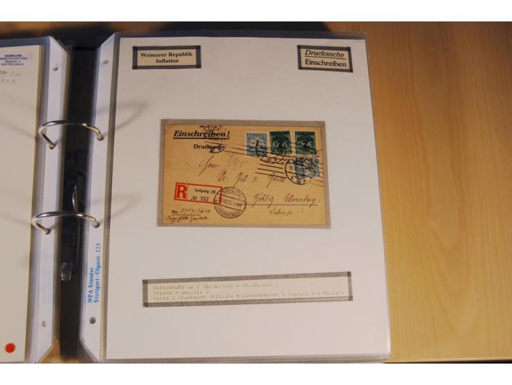 1885/1993, 9-bändige Sammlung "Eingeschriebene Drucksachen" mit insgesamt 370 Briefen, Karten und Streifbändern; vertreten is