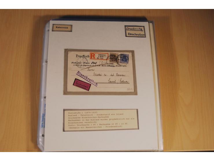 1885/1993, 9-bändige Sammlung "Eingeschriebene Drucksachen" mit insgesamt 370 Briefen, Karten und Streifbändern; vertreten is