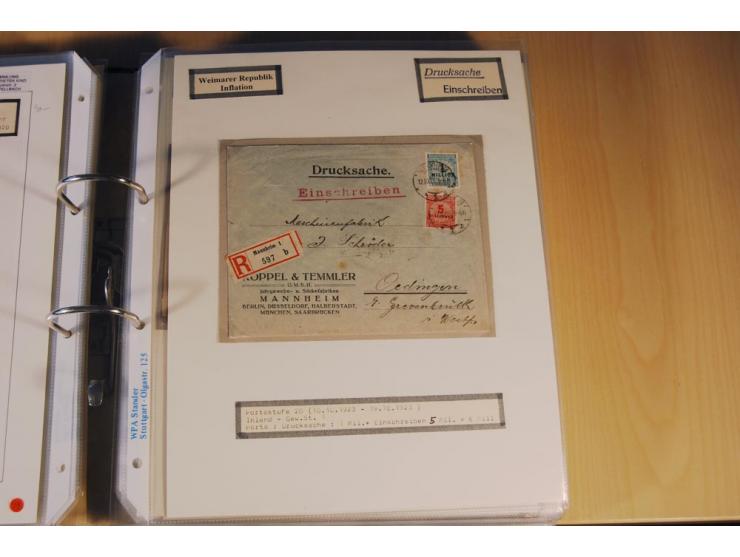 1885/1993, 9-bändige Sammlung "Eingeschriebene Drucksachen" mit insgesamt 370 Briefen, Karten und Streifbändern; vertreten is