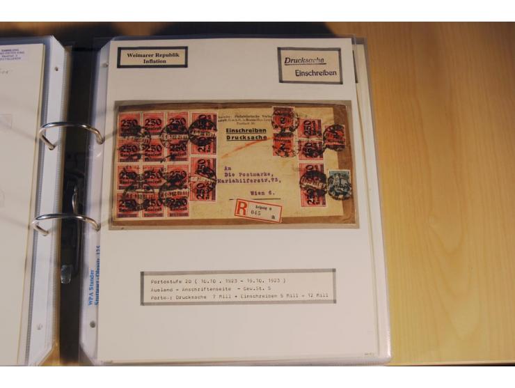 1885/1993, 9-bändige Sammlung "Eingeschriebene Drucksachen" mit insgesamt 370 Briefen, Karten und Streifbändern; vertreten is