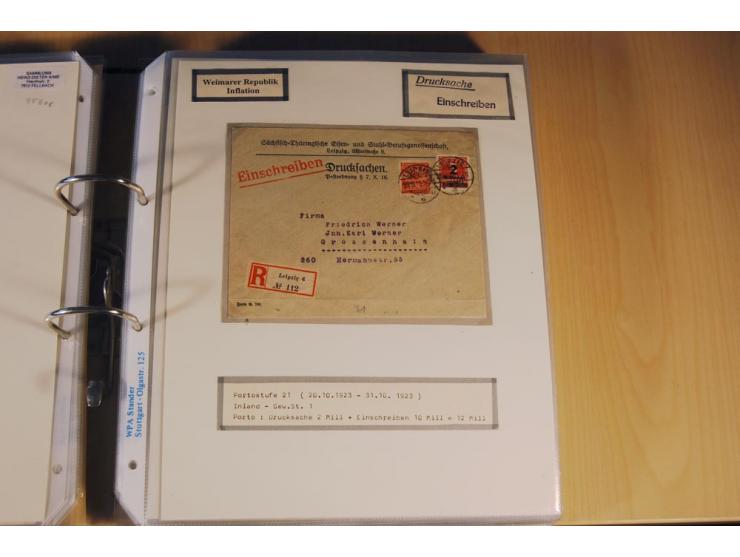 1885/1993, 9-bändige Sammlung "Eingeschriebene Drucksachen" mit insgesamt 370 Briefen, Karten und Streifbändern; vertreten is
