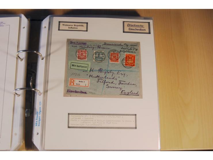 1885/1993, 9-bändige Sammlung "Eingeschriebene Drucksachen" mit insgesamt 370 Briefen, Karten und Streifbändern; vertreten is