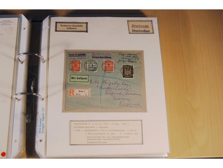 1885/1993, 9-bändige Sammlung "Eingeschriebene Drucksachen" mit insgesamt 370 Briefen, Karten und Streifbändern; vertreten is
