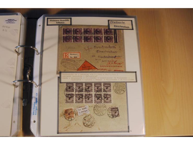1885/1993, 9-bändige Sammlung "Eingeschriebene Drucksachen" mit insgesamt 370 Briefen, Karten und Streifbändern; vertreten is