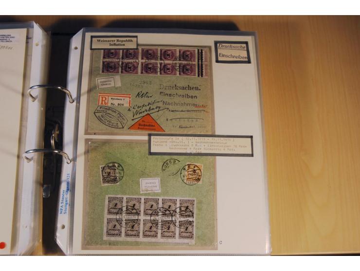 1885/1993, 9-bändige Sammlung "Eingeschriebene Drucksachen" mit insgesamt 370 Briefen, Karten und Streifbändern; vertreten is