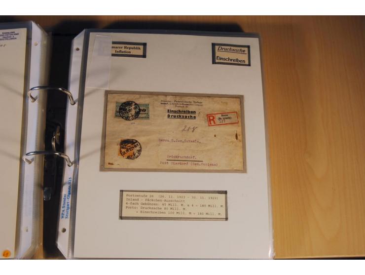 1885/1993, 9-bändige Sammlung "Eingeschriebene Drucksachen" mit insgesamt 370 Briefen, Karten und Streifbändern; vertreten is