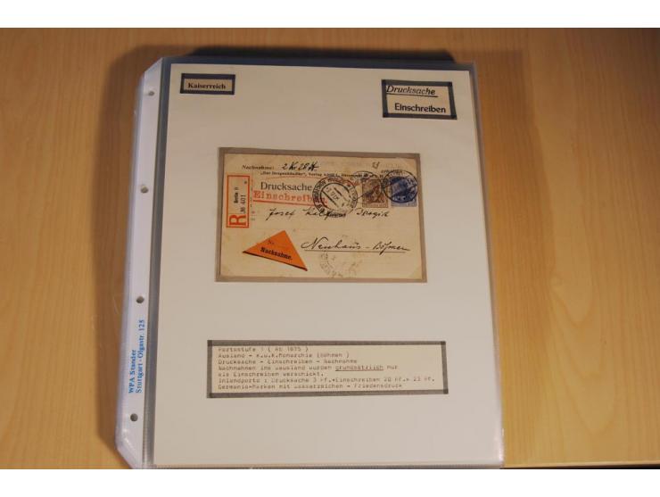 1885/1993, 9-bändige Sammlung "Eingeschriebene Drucksachen" mit insgesamt 370 Briefen, Karten und Streifbändern; vertreten is