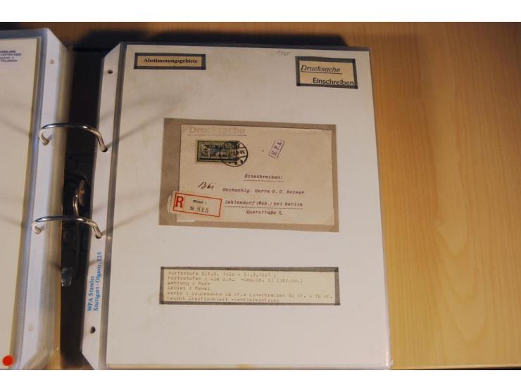 1885/1993, 9-bändige Sammlung "Eingeschriebene Drucksachen" mit insgesamt 370 Briefen, Karten und Streifbändern; vertreten is