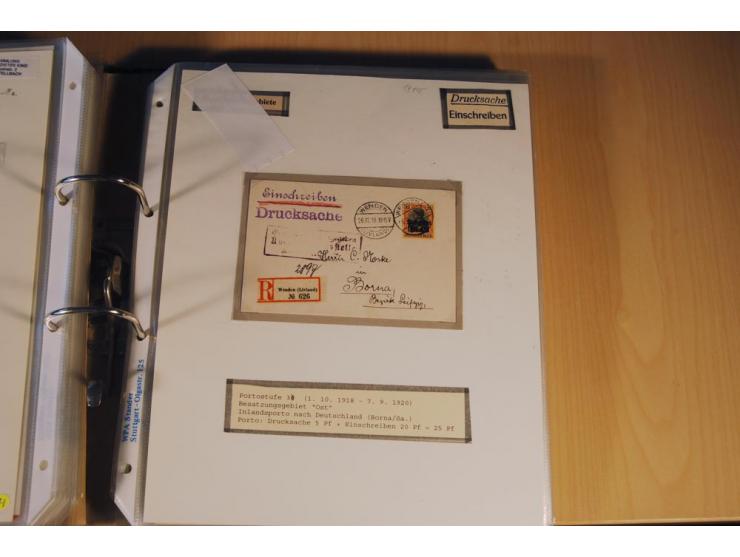 1885/1993, 9-bändige Sammlung "Eingeschriebene Drucksachen" mit insgesamt 370 Briefen, Karten und Streifbändern; vertreten is