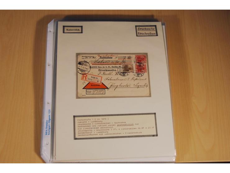 1885/1993, 9-bändige Sammlung "Eingeschriebene Drucksachen" mit insgesamt 370 Briefen, Karten und Streifbändern; vertreten is