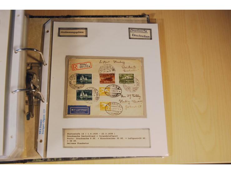 1885/1993, 9-bändige Sammlung "Eingeschriebene Drucksachen" mit insgesamt 370 Briefen, Karten und Streifbändern; vertreten is