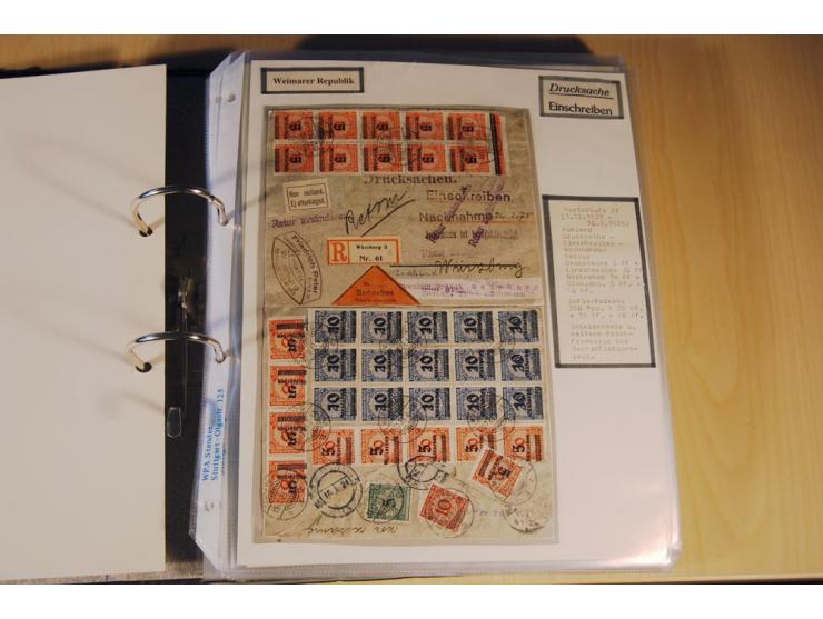1885/1993, 9-bändige Sammlung "Eingeschriebene Drucksachen" mit insgesamt 370 Briefen, Karten und Streifbändern; vertreten is