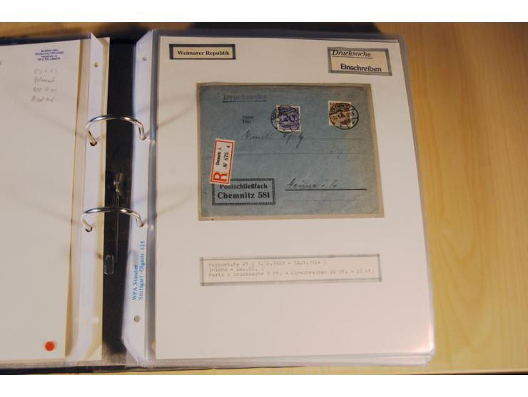 1885/1993, 9-bändige Sammlung "Eingeschriebene Drucksachen" mit insgesamt 370 Briefen, Karten und Streifbändern; vertreten is