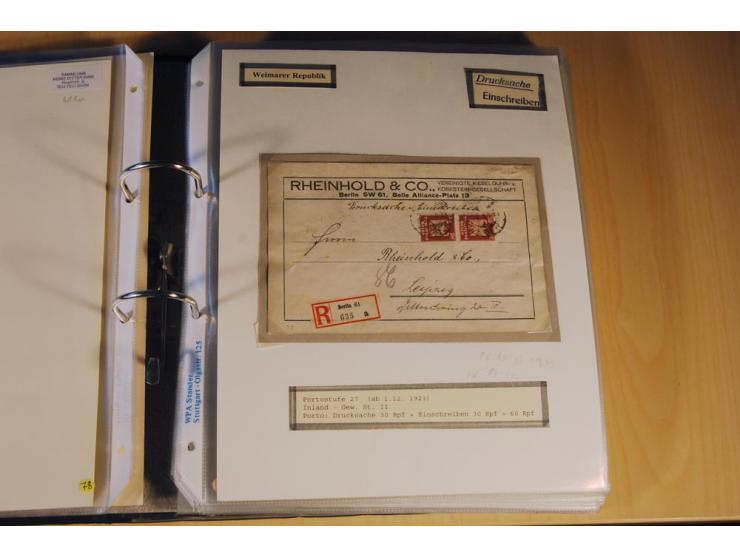 1885/1993, 9-bändige Sammlung "Eingeschriebene Drucksachen" mit insgesamt 370 Briefen, Karten und Streifbändern; vertreten is