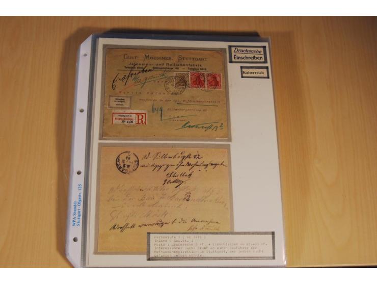 1885/1993, 9-bändige Sammlung "Eingeschriebene Drucksachen" mit insgesamt 370 Briefen, Karten und Streifbändern; vertreten is