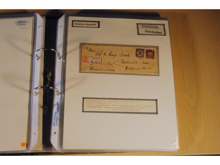 1885/1993, 9-bändige Sammlung "Eingeschriebene Drucksachen" mit insgesamt 370 Briefen, Karten und Streifbändern; vertreten is