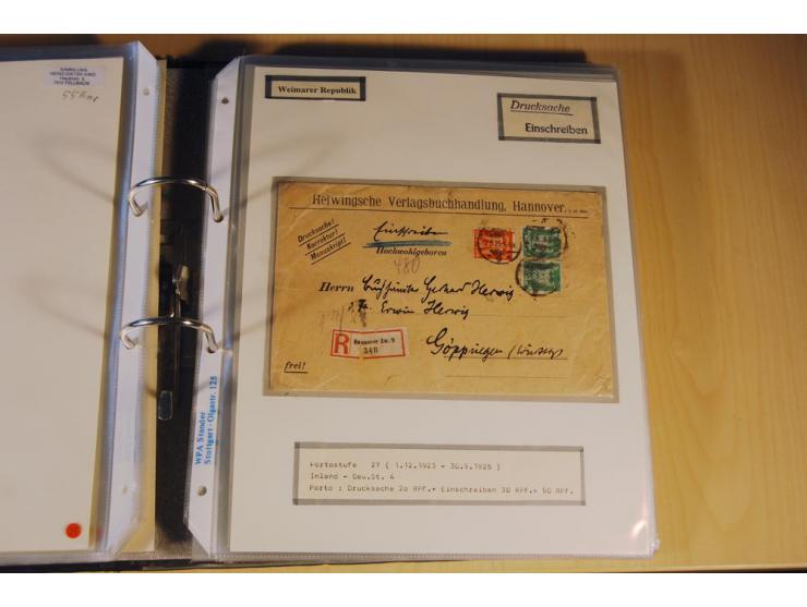 1885/1993, 9-bändige Sammlung "Eingeschriebene Drucksachen" mit insgesamt 370 Briefen, Karten und Streifbändern; vertreten is