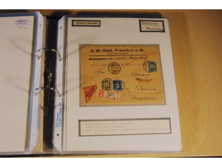 1885/1993, 9-bändige Sammlung "Eingeschriebene Drucksachen" mit insgesamt 370 Briefen, Karten und Streifbändern; vertreten is