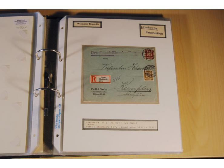 1885/1993, 9-bändige Sammlung "Eingeschriebene Drucksachen" mit insgesamt 370 Briefen, Karten und Streifbändern; vertreten is