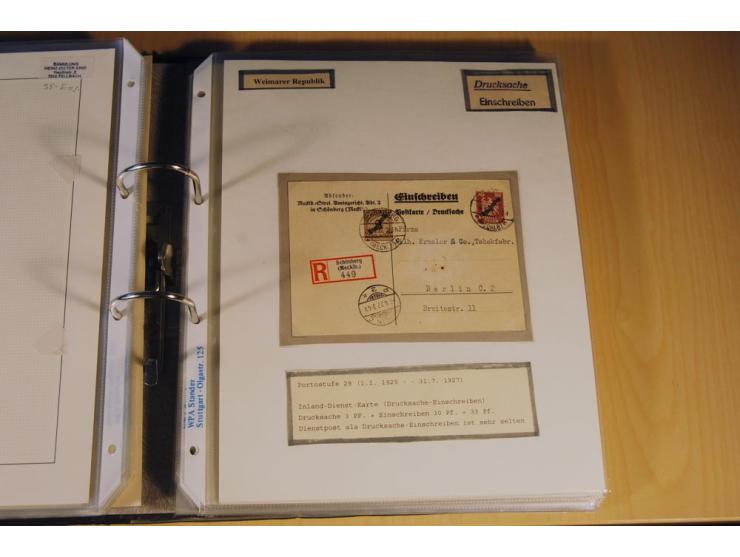1885/1993, 9-bändige Sammlung "Eingeschriebene Drucksachen" mit insgesamt 370 Briefen, Karten und Streifbändern; vertreten is