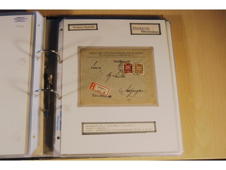 1885/1993, 9-bändige Sammlung "Eingeschriebene Drucksachen" mit insgesamt 370 Briefen, Karten und Streifbändern; vertreten is