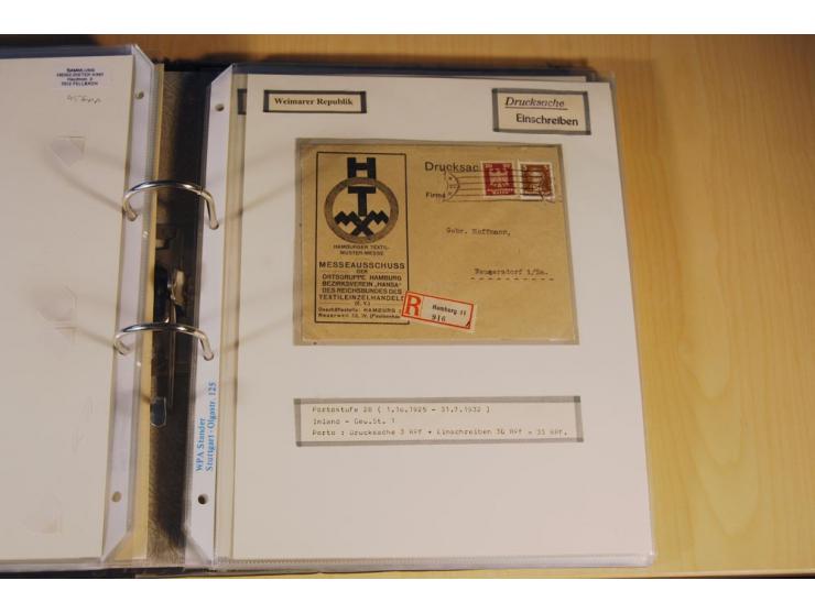 1885/1993, 9-bändige Sammlung "Eingeschriebene Drucksachen" mit insgesamt 370 Briefen, Karten und Streifbändern; vertreten is