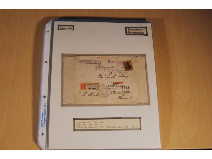 1885/1993, 9-bändige Sammlung "Eingeschriebene Drucksachen" mit insgesamt 370 Briefen, Karten und Streifbändern; vertreten is