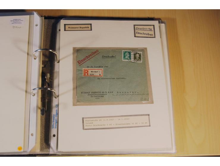 1885/1993, 9-bändige Sammlung "Eingeschriebene Drucksachen" mit insgesamt 370 Briefen, Karten und Streifbändern; vertreten is