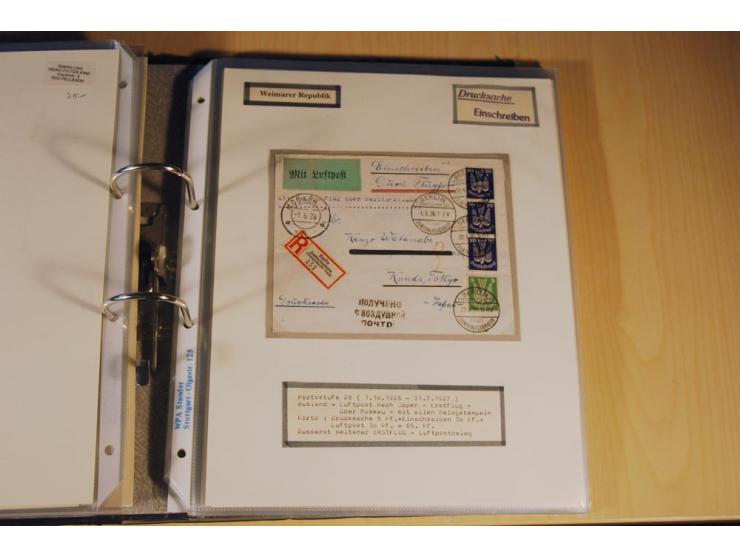 1885/1993, 9-bändige Sammlung "Eingeschriebene Drucksachen" mit insgesamt 370 Briefen, Karten und Streifbändern; vertreten is