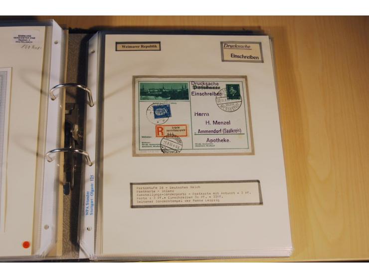 1885/1993, 9-bändige Sammlung "Eingeschriebene Drucksachen" mit insgesamt 370 Briefen, Karten und Streifbändern; vertreten is