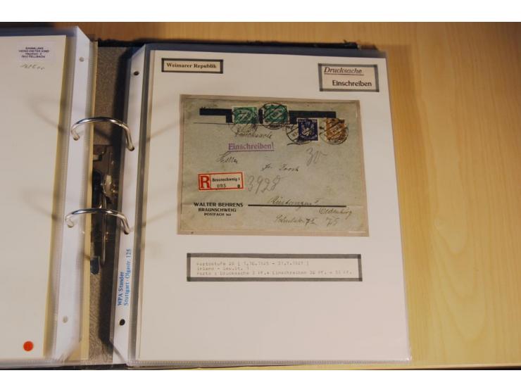 1885/1993, 9-bändige Sammlung "Eingeschriebene Drucksachen" mit insgesamt 370 Briefen, Karten und Streifbändern; vertreten is