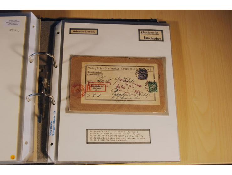 1885/1993, 9-bändige Sammlung "Eingeschriebene Drucksachen" mit insgesamt 370 Briefen, Karten und Streifbändern; vertreten is