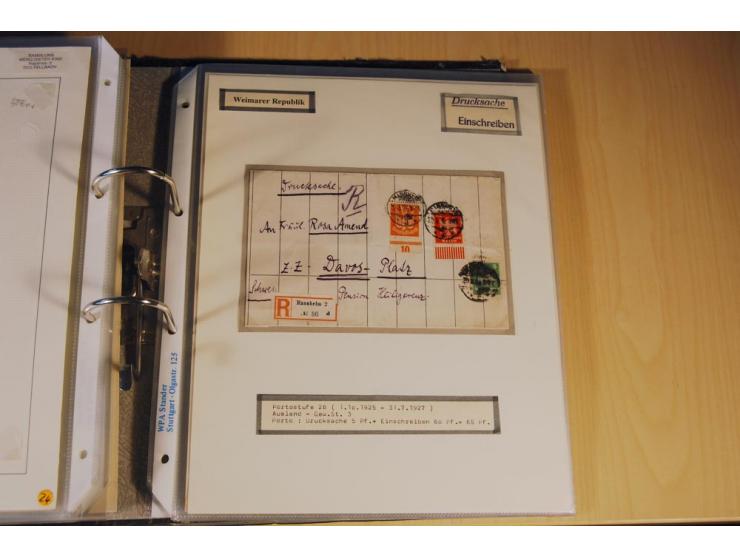 1885/1993, 9-bändige Sammlung "Eingeschriebene Drucksachen" mit insgesamt 370 Briefen, Karten und Streifbändern; vertreten is