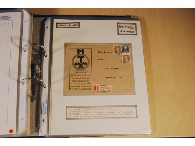 1885/1993, 9-bändige Sammlung "Eingeschriebene Drucksachen" mit insgesamt 370 Briefen, Karten und Streifbändern; vertreten is