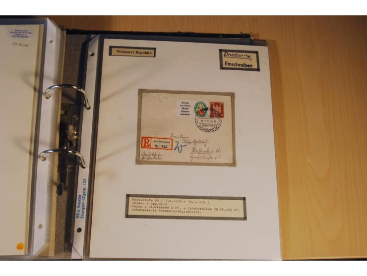 1885/1993, 9-bändige Sammlung "Eingeschriebene Drucksachen" mit insgesamt 370 Briefen, Karten und Streifbändern; vertreten is
