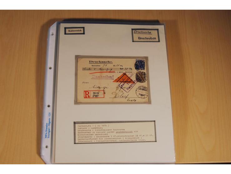 1885/1993, 9-bändige Sammlung "Eingeschriebene Drucksachen" mit insgesamt 370 Briefen, Karten und Streifbändern; vertreten is