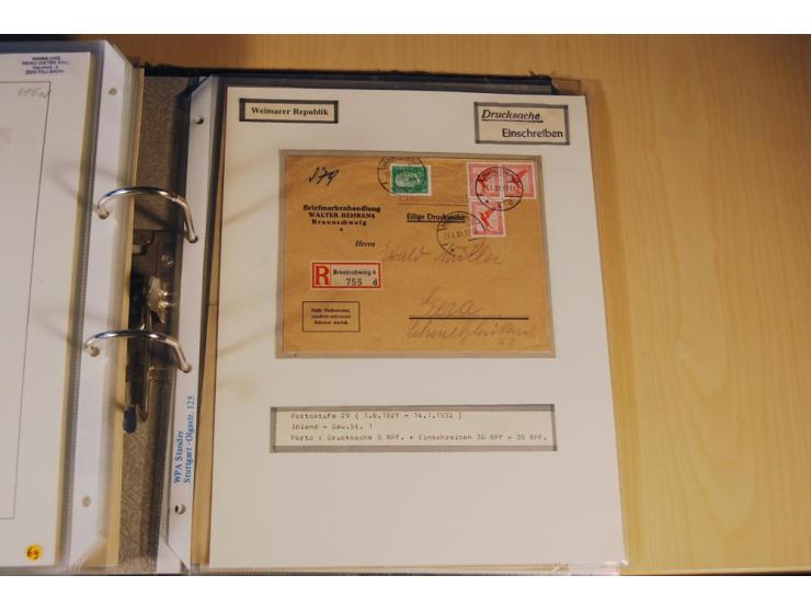 1885/1993, 9-bändige Sammlung "Eingeschriebene Drucksachen" mit insgesamt 370 Briefen, Karten und Streifbändern; vertreten is