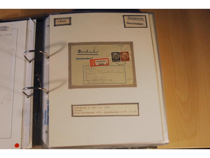 1885/1993, 9-bändige Sammlung "Eingeschriebene Drucksachen" mit insgesamt 370 Briefen, Karten und Streifbändern; vertreten is
