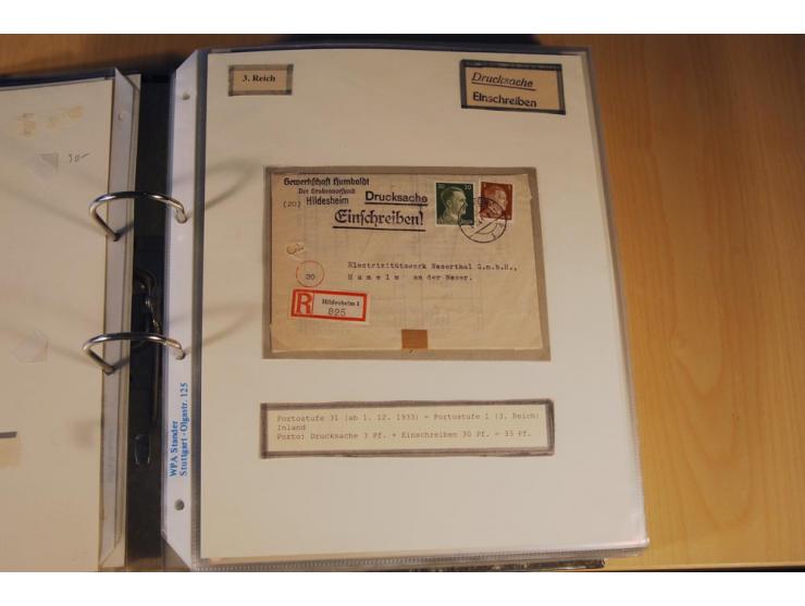 1885/1993, 9-bändige Sammlung "Eingeschriebene Drucksachen" mit insgesamt 370 Briefen, Karten und Streifbändern; vertreten is