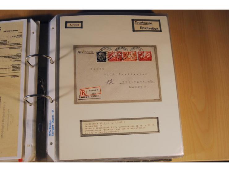1885/1993, 9-bändige Sammlung "Eingeschriebene Drucksachen" mit insgesamt 370 Briefen, Karten und Streifbändern; vertreten is
