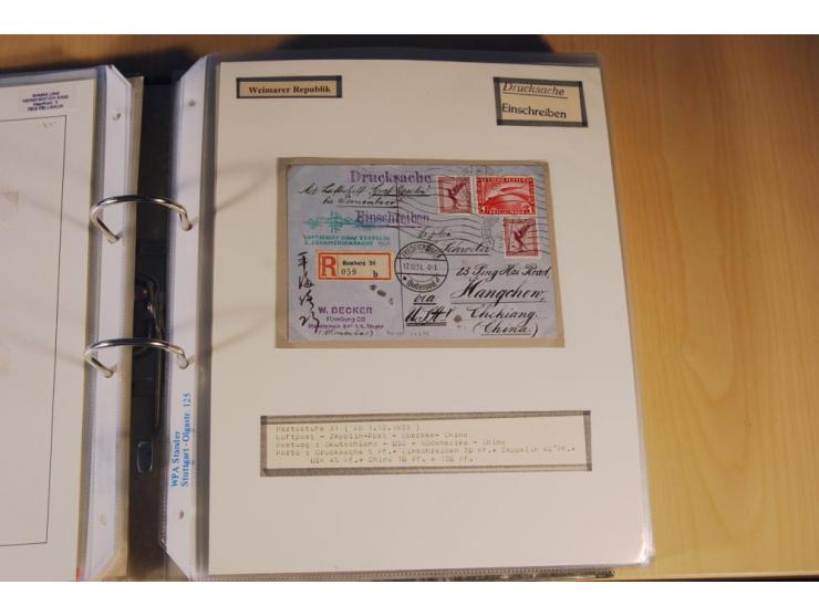 1885/1993, 9-bändige Sammlung "Eingeschriebene Drucksachen" mit insgesamt 370 Briefen, Karten und Streifbändern; vertreten is