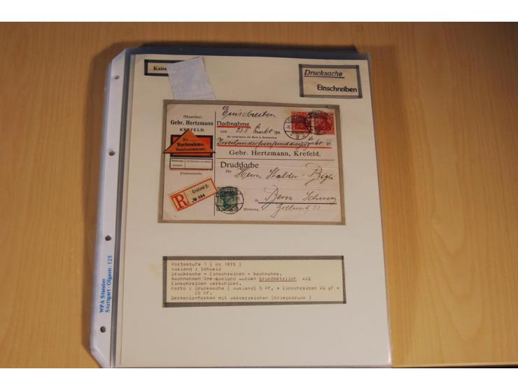 1885/1993, 9-bändige Sammlung "Eingeschriebene Drucksachen" mit insgesamt 370 Briefen, Karten und Streifbändern; vertreten is