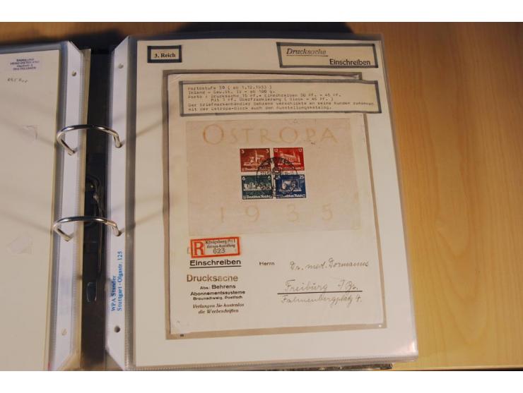 1885/1993, 9-bändige Sammlung "Eingeschriebene Drucksachen" mit insgesamt 370 Briefen, Karten und Streifbändern; vertreten is