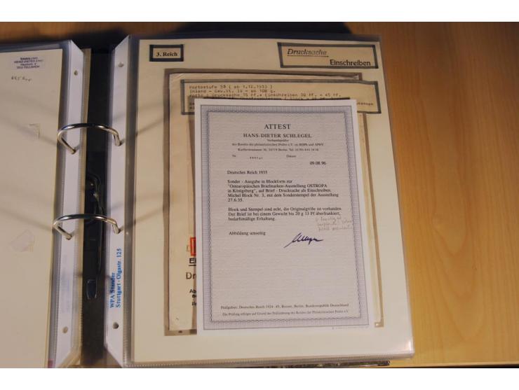 1885/1993, 9-bändige Sammlung "Eingeschriebene Drucksachen" mit insgesamt 370 Briefen, Karten und Streifbändern; vertreten is