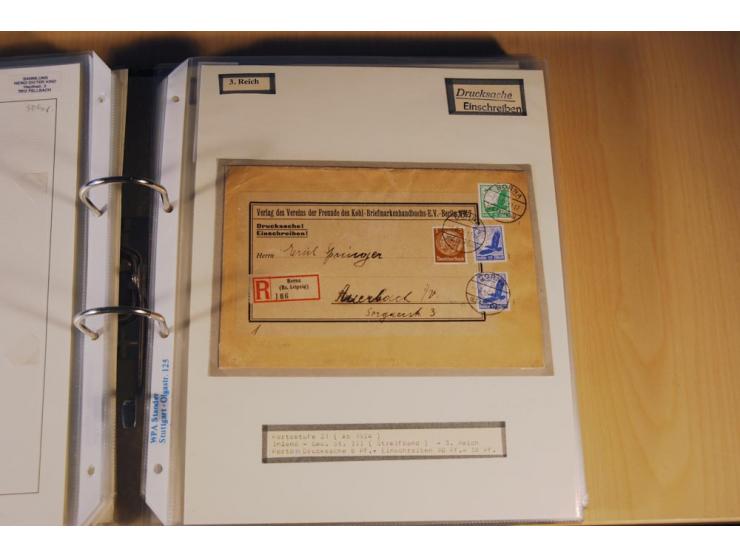 1885/1993, 9-bändige Sammlung "Eingeschriebene Drucksachen" mit insgesamt 370 Briefen, Karten und Streifbändern; vertreten is
